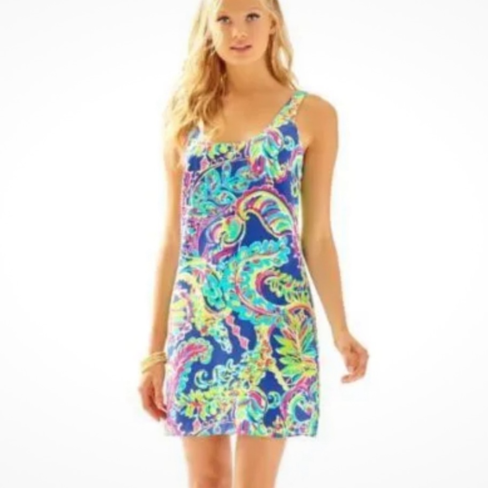 NEW Lilly Pulitzer Silk Poppy Dress Multi Two Can Play - L